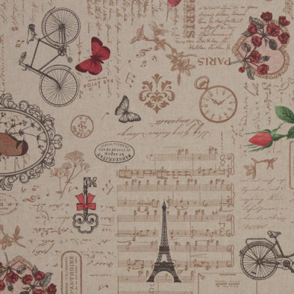 Dekodruck Noten/Schriften/Parismotive auf Natur by Swafing